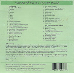 Voices of Kaua`i forest Birds notes